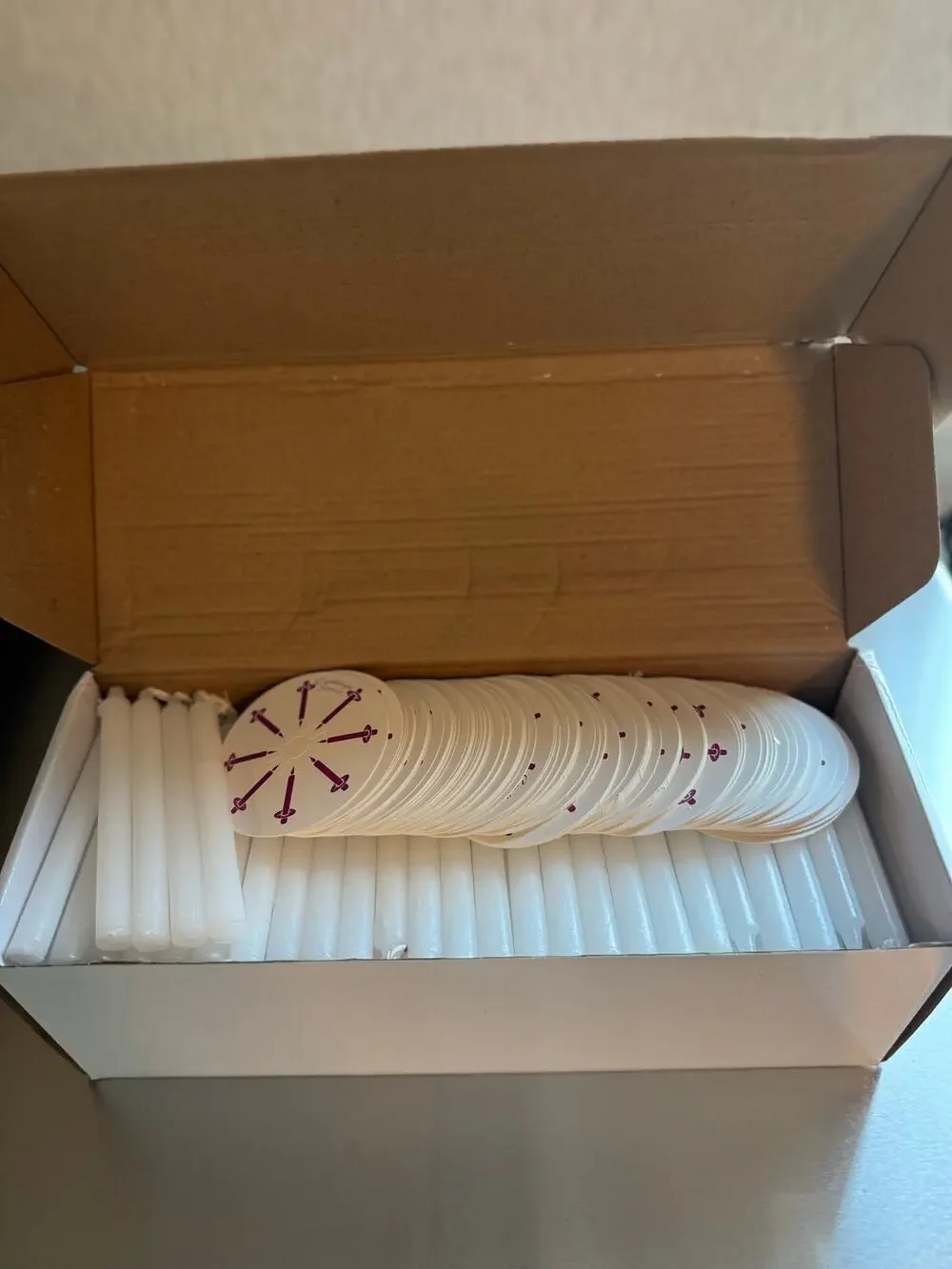 Candlelight Church Service Set 200 White Congregation Candles Paper Drip Catcher